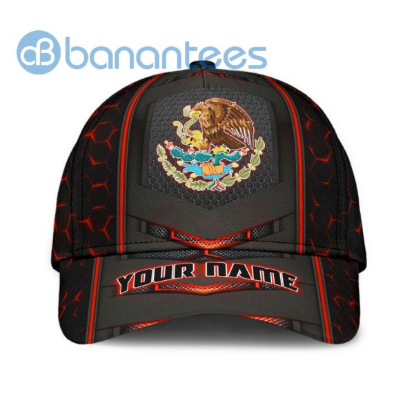 Personalized Name Mexico Black And Red Neon Light All Over Printed 3D Cap Product Photo