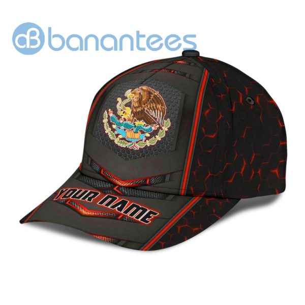 Personalized Name Mexico Black And Red Neon Light All Over Printed 3D Cap Product Photo