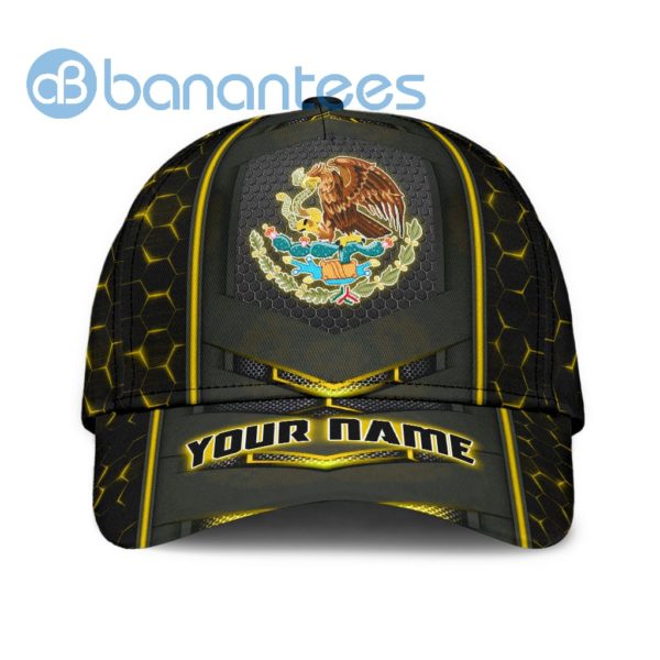 Personalized Name Mexico Black And Yellow Neon Light All Over Printed 3D Cap Product Photo