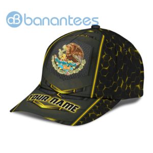 Personalized Name Mexico Black And Yellow Neon Light All Over Printed 3D Cap Product Photo
