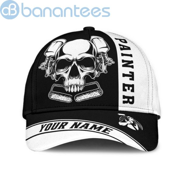 Personalized Name Painter All Over Printed 3D Cap Black Skull Product Photo