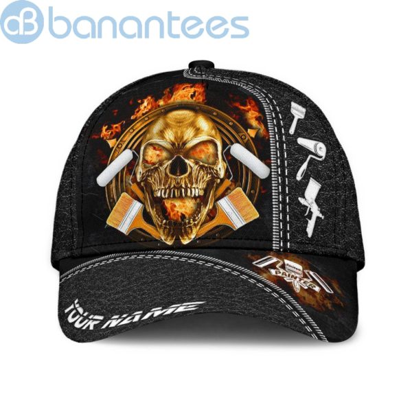 Personalized Name Painter All Over Printed 3D Cap Fire Skull Product Photo
