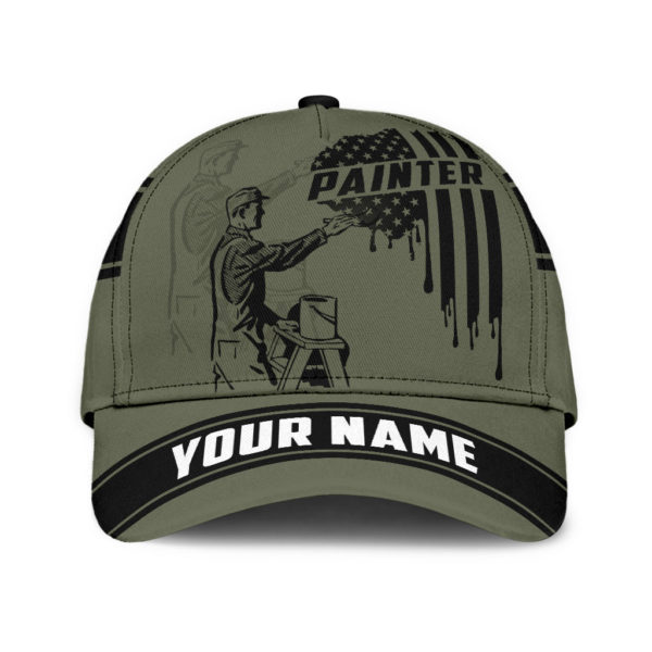 Personalized Name Painter All Over Printed 3D Cap Green Product Photo