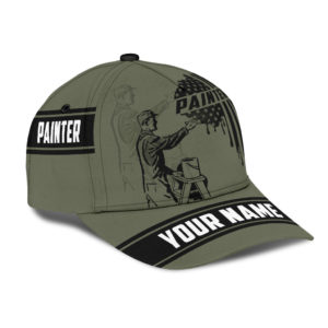 Personalized Name Painter All Over Printed 3D Cap Green Product Photo