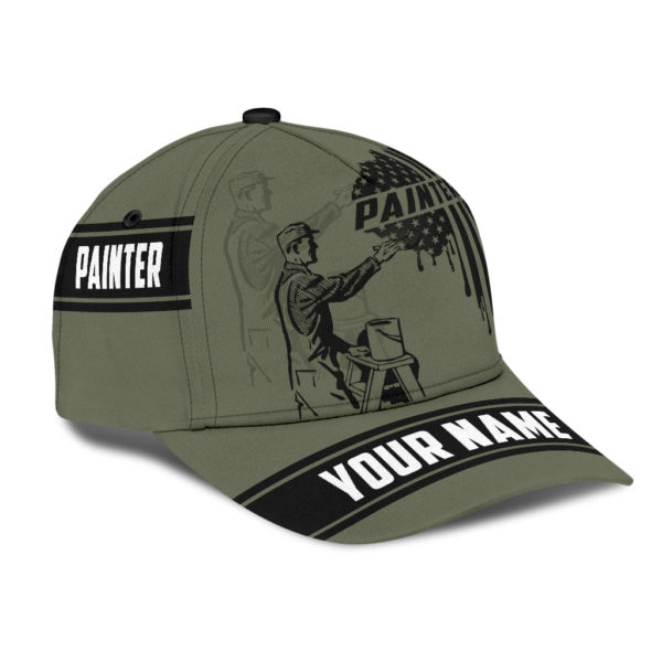 Personalized Name Painter All Over Printed 3D Cap Green Product Photo