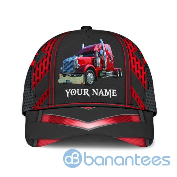 Personalized Name Red Trucker All Over Printed 3D Cap Product Photo