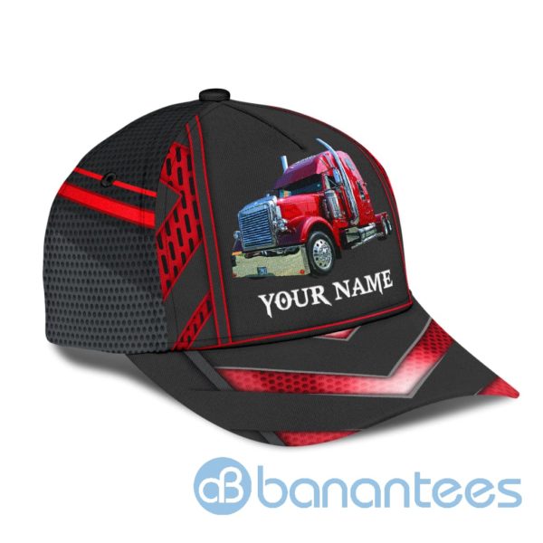 Personalized Name Red Trucker All Over Printed 3D Cap Product Photo