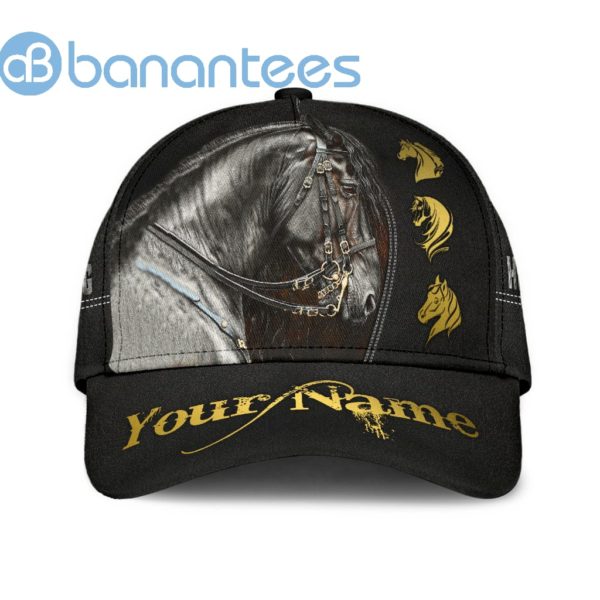 Personalized Name Rodeo All Over Printed 3D Cap Black Horse Product Photo