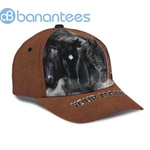 Personalized Name Rodeo All Over Printed 3D Cap Black Horses Product Photo