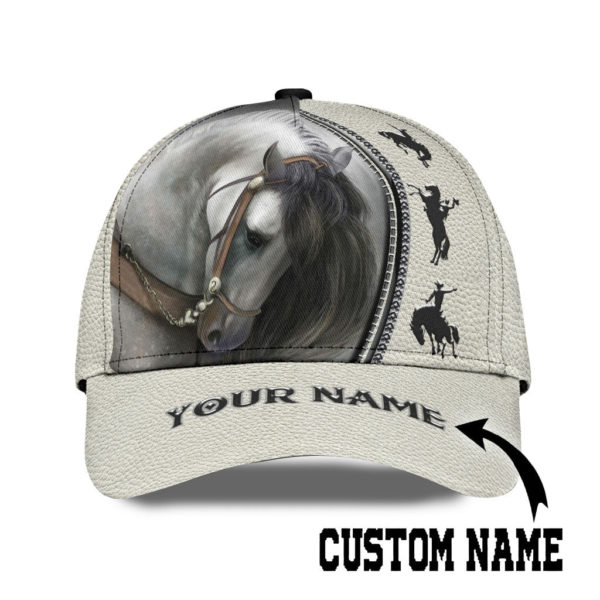 Personalized Name Rodeo All Over Printed 3D Cap Horse Riding Art White Product Photo