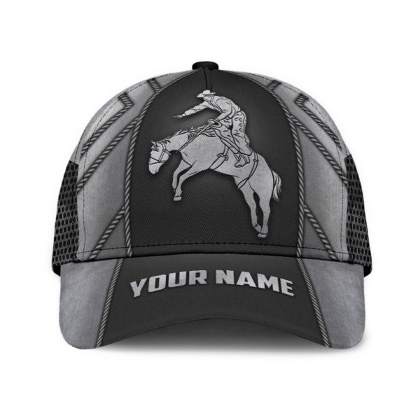 Personalized Name Rodeo All Over Printed 3D Cap Metal Pattern Horse Rider Product Photo
