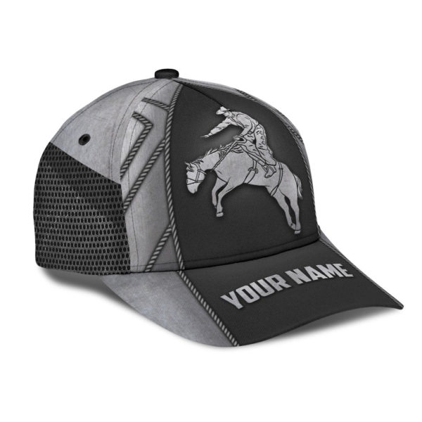 Personalized Name Rodeo All Over Printed 3D Cap Metal Pattern Horse Rider Product Photo