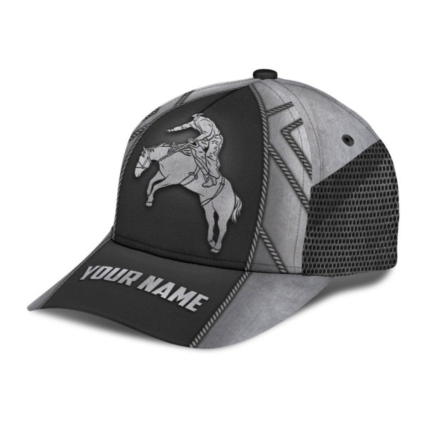Personalized Name Rodeo All Over Printed 3D Cap Metal Pattern Horse Rider Product Photo