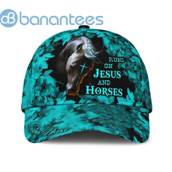 Personalized Name Rodeo All Over Printed 3D Cap Runs On Jesus And Horses Product Photo