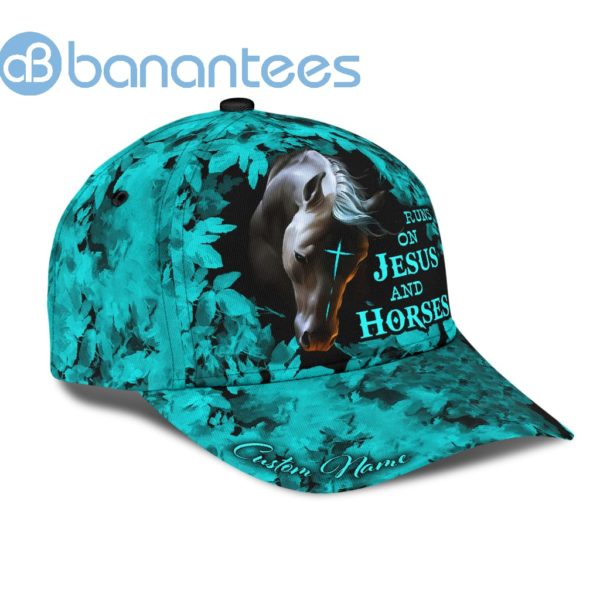 Personalized Name Rodeo All Over Printed 3D Cap Runs On Jesus And Horses Product Photo