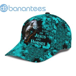 Personalized Name Rodeo All Over Printed 3D Cap Runs On Jesus And Horses Product Photo