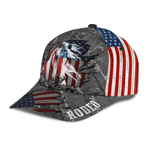 Personalized Name Rodeo American Flag Horse Rider All Over Printed 3D Cap Product Photo