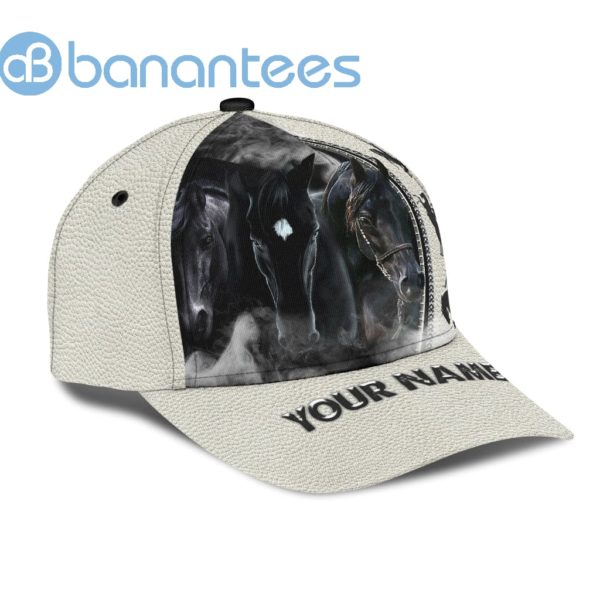 Personalized Name Rodeo White All Over Printed 3D Cap Black Horses Product Photo