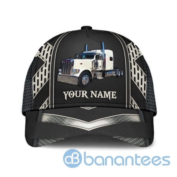 Personalized Name Trucker Black And White All Over Printed 3D Cap Product Photo