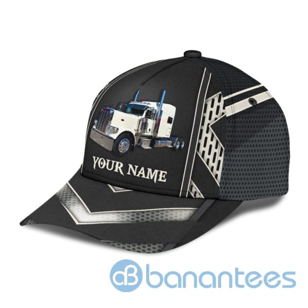 Personalized Name Trucker Black And White All Over Printed 3D Cap Product Photo