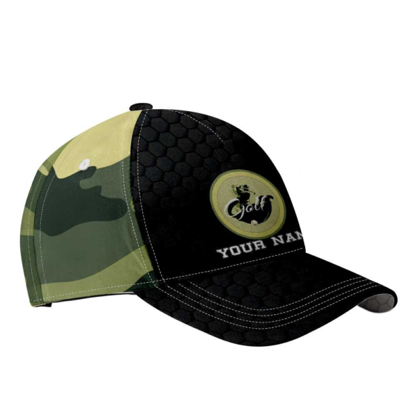Personalized Name Vintage Camouflaged Black Golf All Over Printed 3D Cap Product Photo
