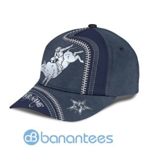 Personalized Name White Dark Navy Bull Riding All Over Printed 3D Cap Product Photo