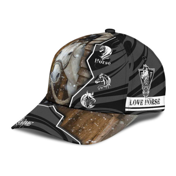 Personalized Name White Horse All Over Printed 3D Cap Product Photo