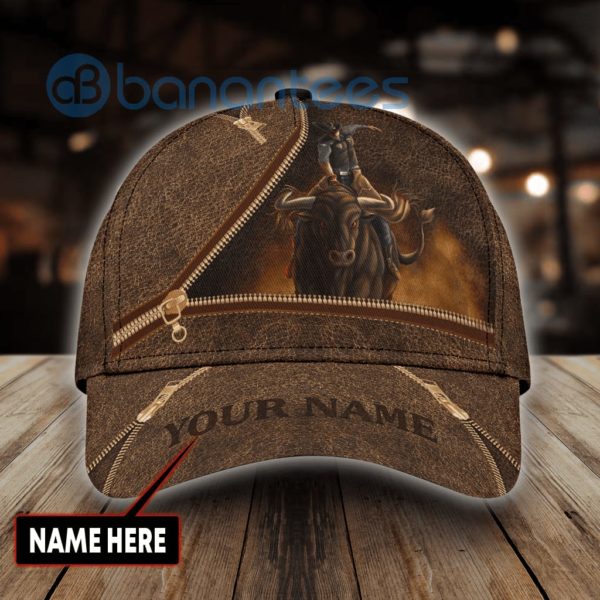 Personalized Name Zipper Bull Riding All Over Printed 3D Cap Product Photo
