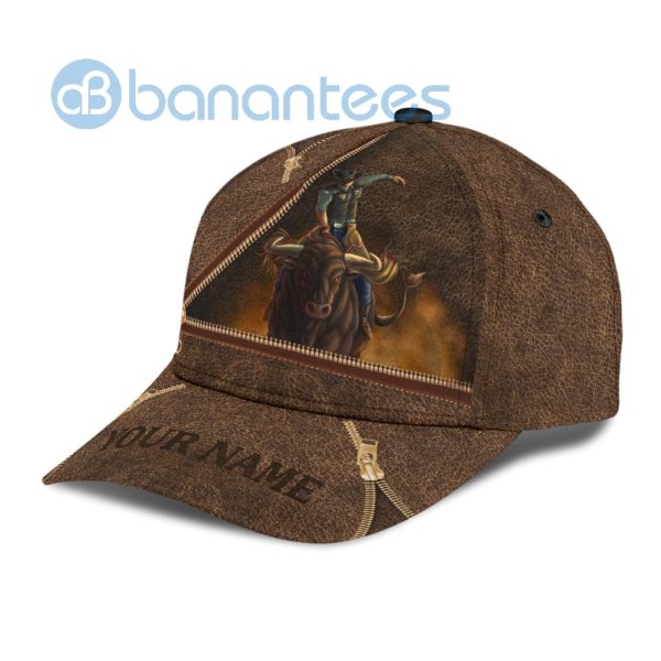 Personalized Name Zipper Bull Riding All Over Printed 3D Cap Product Photo