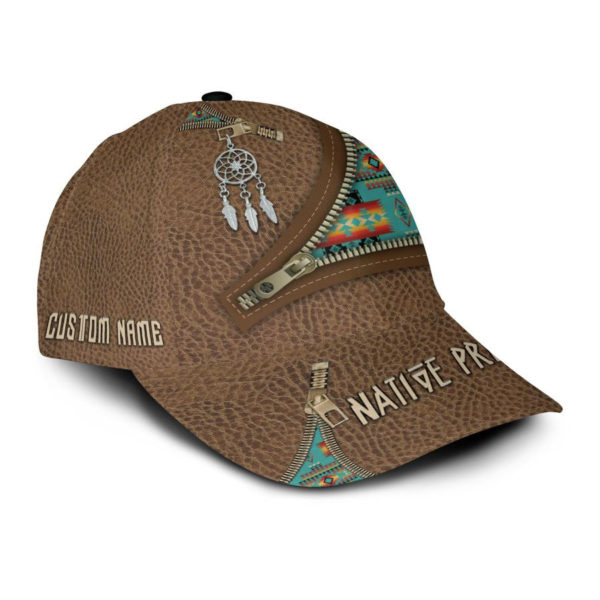 Personalized Native Pride Old Leather Zipper Printed Cap Product Photo