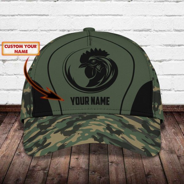 Personalized Rooster Camo Background Printed 3D Cap Product Photo