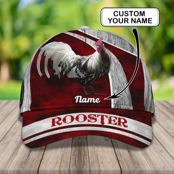 Personalized Rooster Red And White All Over Printed 3D Cap Product Photo