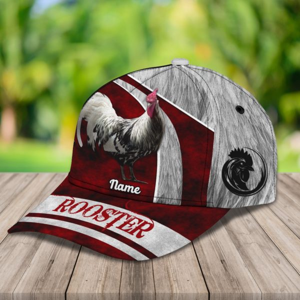 Personalized Rooster Red And White All Over Printed 3D Cap Product Photo