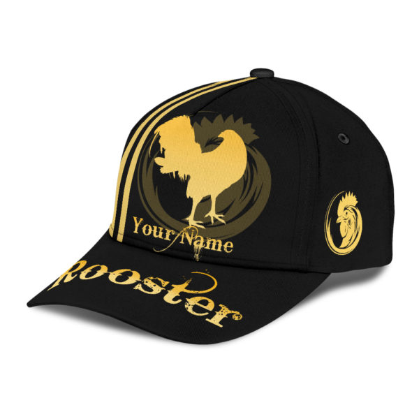 Personalized Rooster Simple Design Black Printed 3D Cap Product Photo