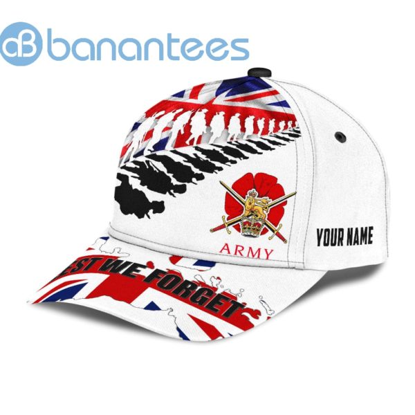 Personalized Uk Army Veteran Lest We Forget All Over Printed 3D Cap Product Photo