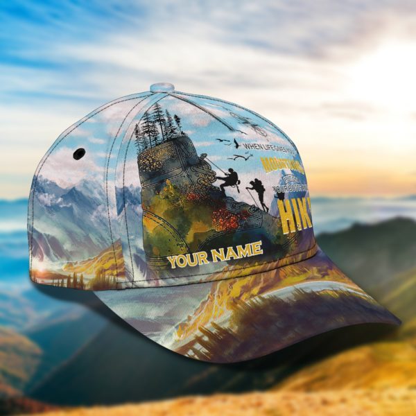 Personalized When Life Gives You Mountains Hiking All Over Print Cap Product Photo