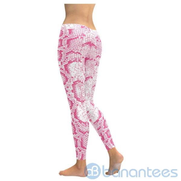Pink Snakeskin Print Leggings For Women Product Photo