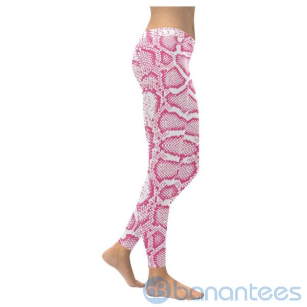 Pink Snakeskin Print Leggings For Women Product Photo
