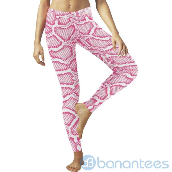 Pink Snakeskin Print Leggings For Women Product Photo