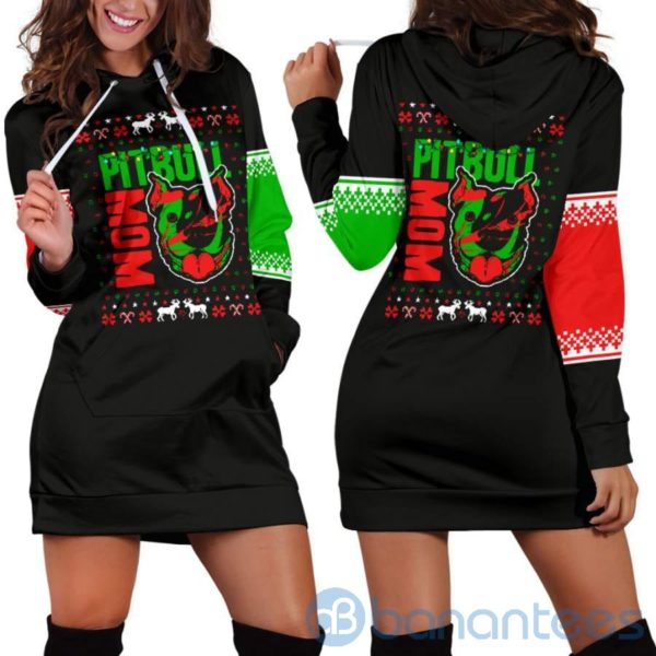 Pit Bull Mom Xmas Christmas Hoodie Dress For Women Product Photo