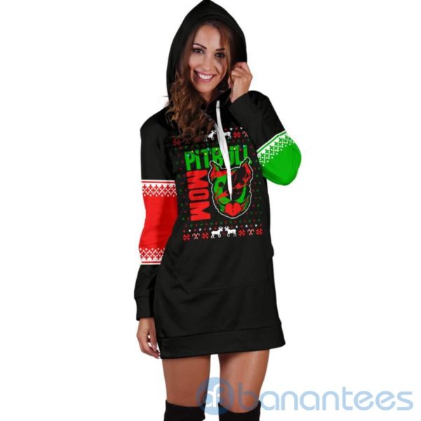 Pit Bull Mom Xmas Christmas Hoodie Dress For Women Product Photo