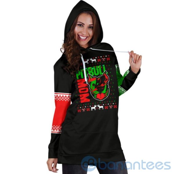 Pit Bull Mom Xmas Christmas Hoodie Dress For Women Product Photo