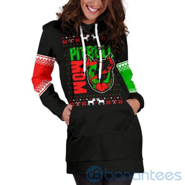 Pit Bull Mom Xmas Christmas Hoodie Dress For Women Product Photo