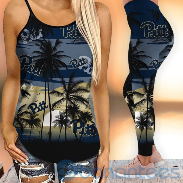 Pittsburgh Panthers Sunset Leggings And Criss Cross Tank Top For Women Product Photo