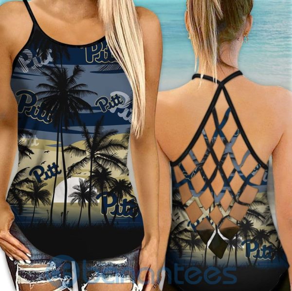 Pittsburgh Panthers Sunset Leggings And Criss Cross Tank Top For Women Product Photo