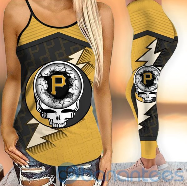 Pittsburgh Pirates Leggings And Criss Cross Tank Top For Women Product Photo