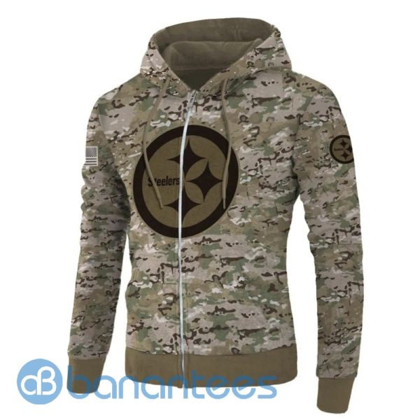 Pittsburgh Steelers Army Full Printed Hoodie 3D, 3D Zip Hoodie Product Photo