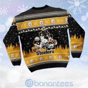Pittsburgh Steelers Disney Donald Duck Mickey Mouse Goofy Custom Name Christmas 3D Sweater Product Photo
