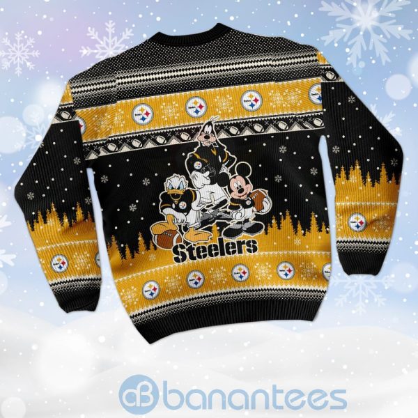 Pittsburgh Steelers Disney Donald Duck Mickey Mouse Goofy Custom Name Christmas 3D Sweater Product Photo