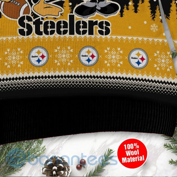 Pittsburgh Steelers Disney Donald Duck Mickey Mouse Goofy Custom Name Christmas 3D Sweater Product Photo